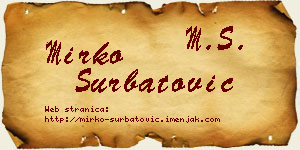Mirko Šurbatović vizit kartica